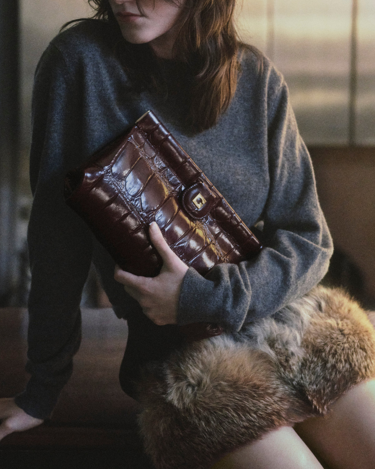 Dodici Dodici Clutch in Bordeaux Cocco
