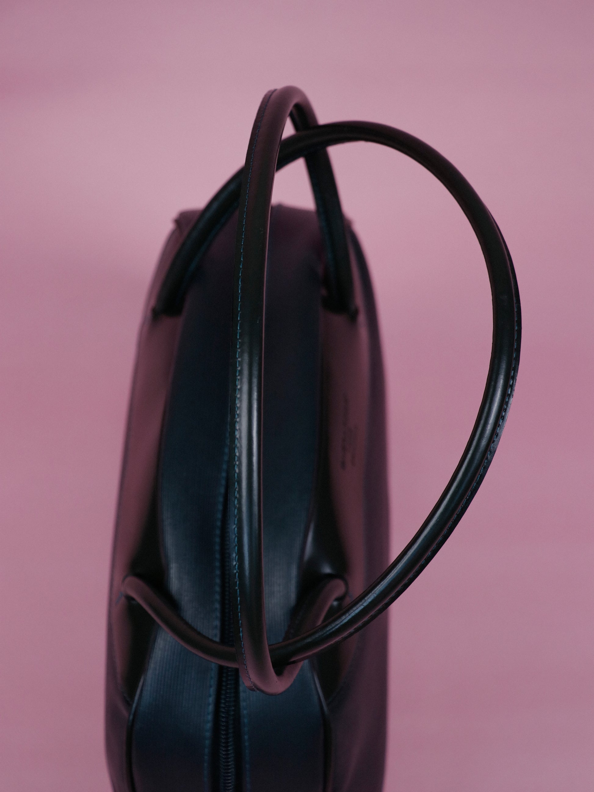 Handbag in striped fabric